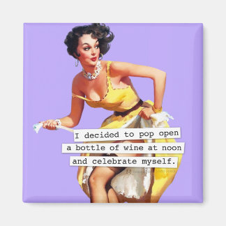 Pop Open een flesje wijn om 12 uur Magneet