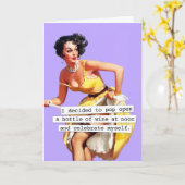 Pop opent fles wijn kaart (Gele Bloem)