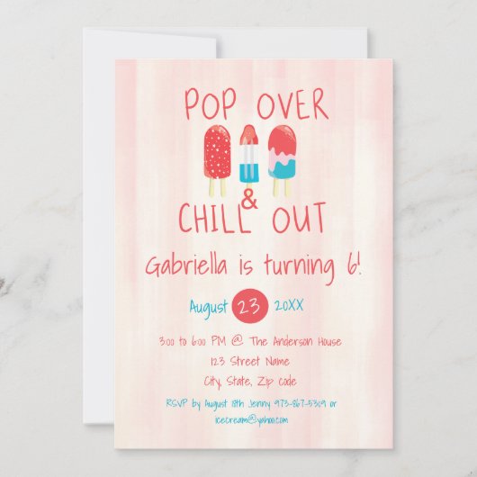 Pop Over & Chill Out Ice Pop Invitation Anniversai (Devant)
