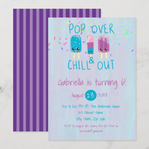 Pop over- en uitblazen Ice Pop Birthday Uitnodigin Kaart