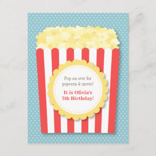 Pop Over Popcorn Filmavond Verjaardagsfeestje Kaart