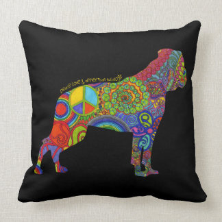 pop "Peace Love & American Bulldogs" Art Pillow Kussen