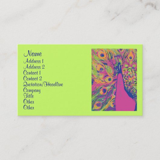 Pop Peacock Visitekaartje (Voorkant)