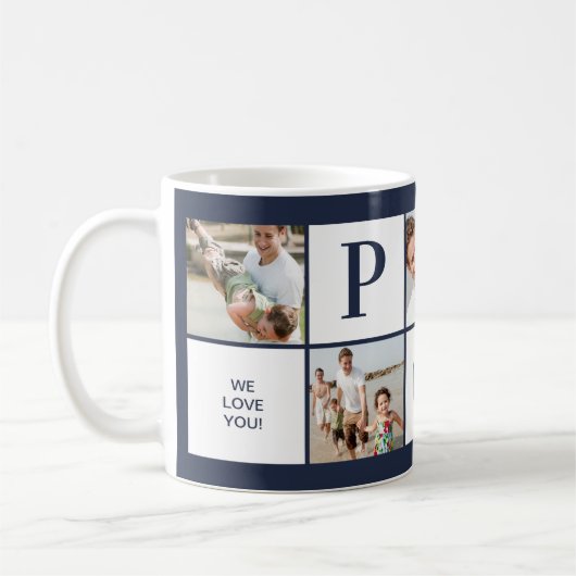 POP Photo Collage Navy Blue Coffee Mug (Gauche)