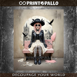 Pop Pink Lady of Ravens Tissuepapier