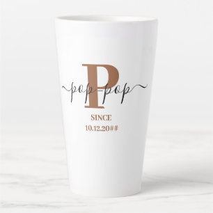 Pop Pop Elegant Script Monogram Brown White Latte Mok