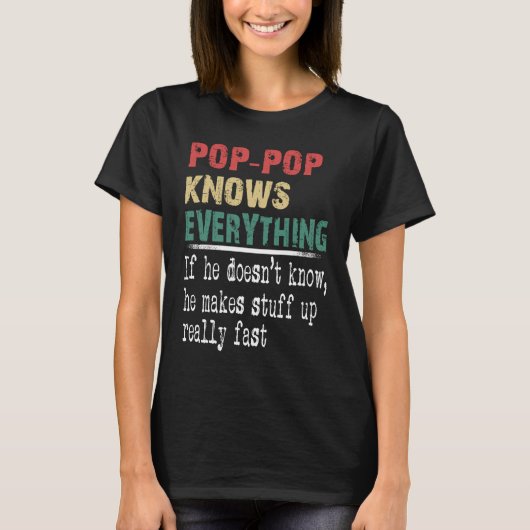 Pop Pop Knows Everything  Christmas Grandpa T-shirt (Voorkant)