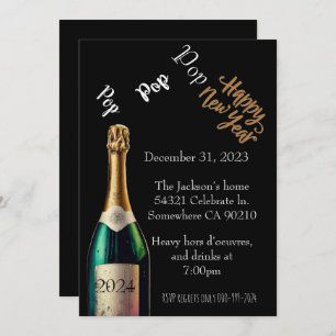 Pop pop pop New Years Eve Invitation
