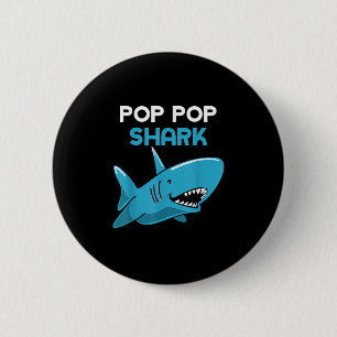 Pop-pop Shark Funny Familie Opa Poppop Ronde Button 5,7 Cm