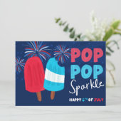 Pop Pop Sparkle Juli Viering Kaart (Staand voorkant)