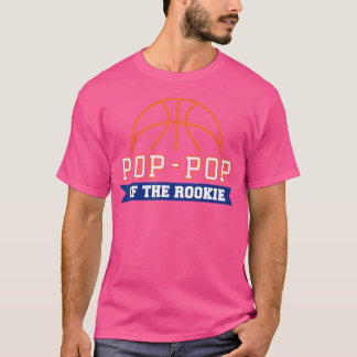 Pop-Pop van Rookie 1e Verjaardag Basketbal Thema M T-shirt