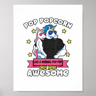 Pop Popcorn 1 Kind Vaderdag Pop Pop Eenhoorn Gra Poster