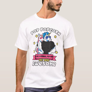 Pop Popcorn 1 Kind Vaderdag Pop Pop Eenhoorn Gra T-shirt