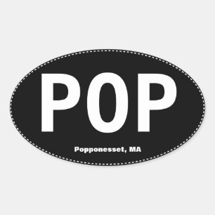 POP Popponesset MA Oval Bumpersticker Ovale Sticker