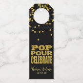 Pop Pour Celebrate | Faux Gold Glitter Flessenhanger (Voorkant)