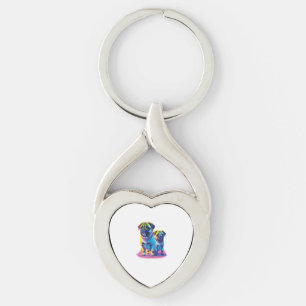 Pop Pugs in Roze Sleutelhanger