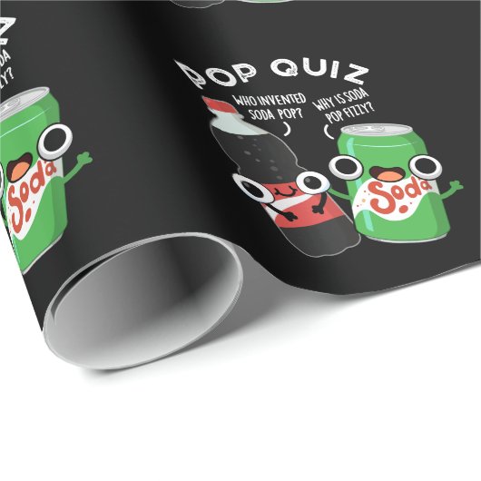 Pop Quiz Funny Soda Pop Pun Dark BG Cadeaupapier (Rol Hoek)