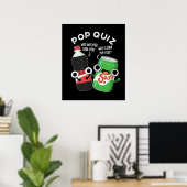 Pop Quiz Funny Soda Pop Pun Dark BG Poster (Thuiskantoor)