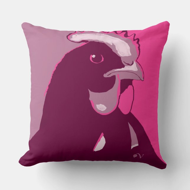 Pop Rose Art Coussin poulet (Recto)