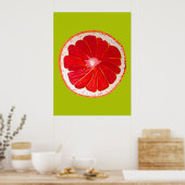 Pop roze grapefruits originele waterverf poster (Keuken)