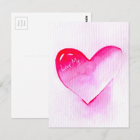 Pop roze hart valentijn briefkaart (Voorkant / Achterkant)
