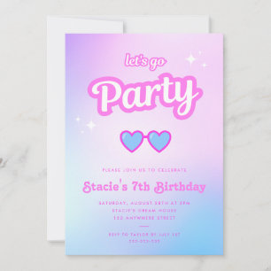 Pop Roze Malibu Meisje Let's Go Party Verjaardag Kaart