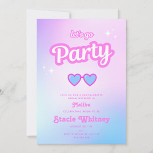Pop Roze Malibu Meisje Let's Go Party Verjaardag Kaart