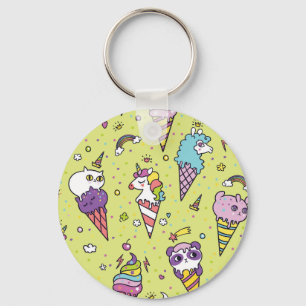Pop Schattige Ice Cream: Dierenmotief Sleutelhanger