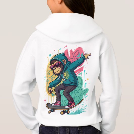Pop Skate Monkey Kids T-Shirt Design Cool Cartoon (Achterkant)