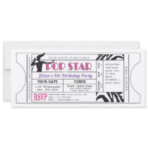 Pop Star Girls Ticket Birthday Invite
