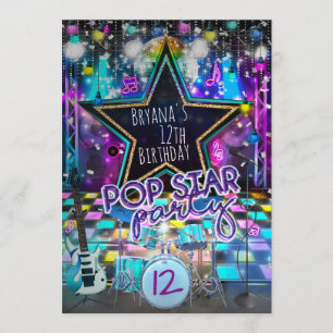 POP STAR PARTY Verjaardagsmusical Dance Invitation Kaart