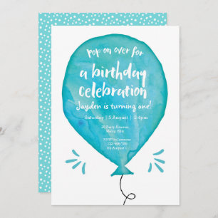 Pop sur Blue Balloon Invitation Anniversaire