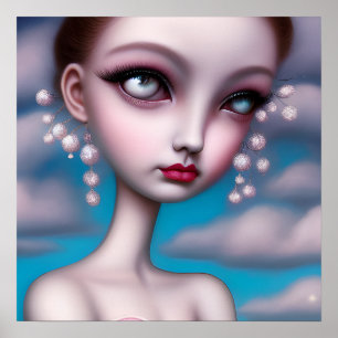 Pop Surrealisme Long Neck Girl Poster