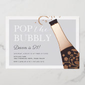 Pop The Bubbly | Anniversaire Foil Invitation (Recto)