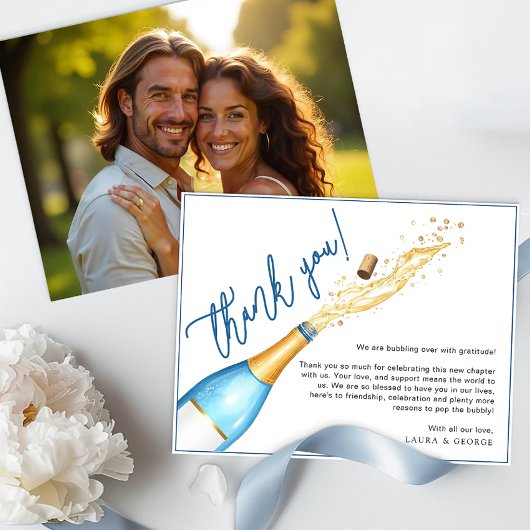 Pop the Bubbly Engagement Party Carte de remerciem
