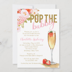 Pop The Bubbly Floral Bridal Douche Invitation