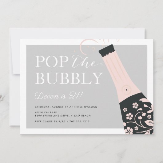 Pop the Bubbly | Invitation de fête d'anniversaire (Devant)