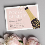 Pop the Bubbly | Invitation de fête d'anniversaire<br><div class="desc">Pop le champagne ! Les invitations à la fête d'anniversaire pour les anniversaires d'étape, la fête du 21e anniversaire ou toute célébration d'anniversaire comportent une bouteille de champagne en noir et or avec les mots "pop the bubbly" en lettres blanches chic. Personnalisez avec les détails de votre fête en dessous....</div>