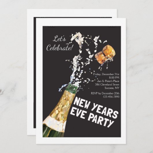 Pop the Cork on New Year's Eve Invitation (Devant / Derrière)