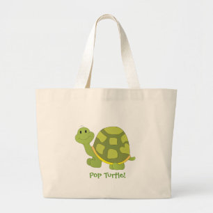 Pop Turtle. Grote Tote Bag