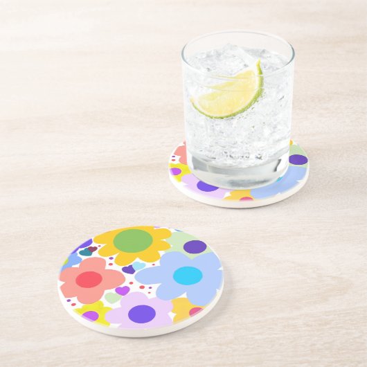 Pop up fleurs dessous de verre de grès (Côté)