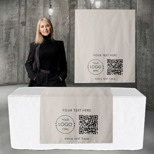 Pop Up Shop Table Runner Banner  Logo QR Code Wandkleed