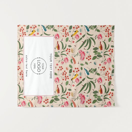 Pop Up Winkel Tafel Runner Banner Logo Bloemvogels Wandkleed (Voorkant (horizontaal))