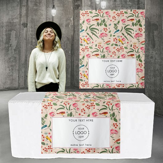 Pop Up Winkel Tafel Runner Banner Logo Bloemvogels Wandkleed