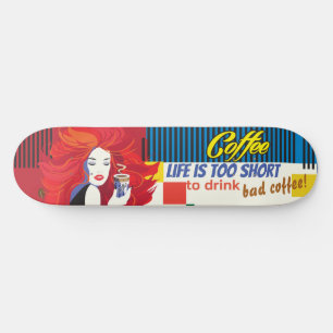 pop van de  "Beauful Mode Woman and Coffee Cup" Skateboard