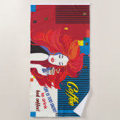 pop van de "Beauful Mode Woman and Coffee Cup" Strandlaken (Voorkant)