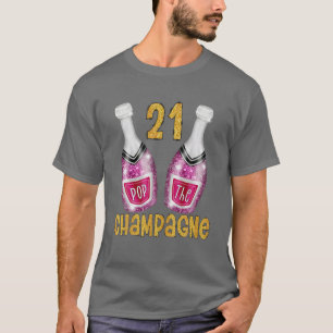 Pop van de champagne voor 21e verjaardag of bruilo t-shirt