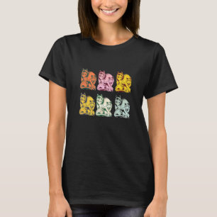 Pop van de vrouwelijke Colorful Wolf Familie Art T-shirt