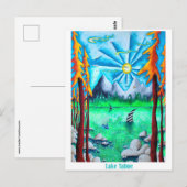 Pop van het meer met de graafmachine Kunstavontuur Briefkaart (Voorkant / Achterkant)