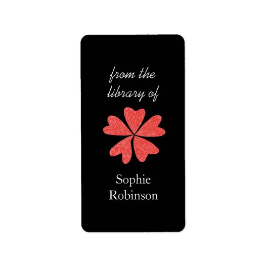 Pop van rode gepersonaliseerd bloemen bookplates etiket (Voorkant)